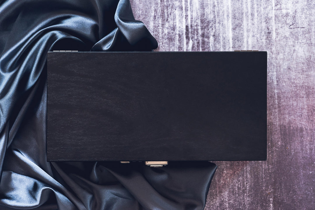 Balck wooden box with combination lock