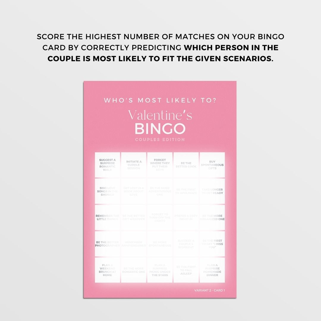 Valentines Day Bingo Couples Edition