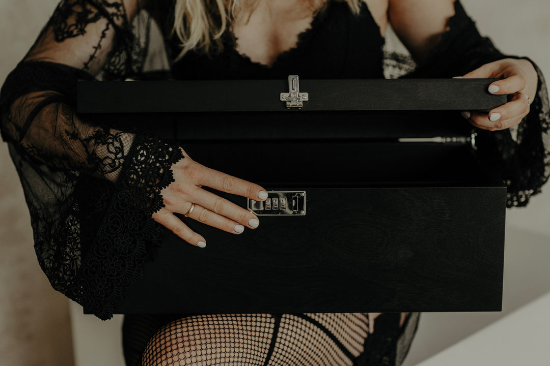 large storage box with lock and key