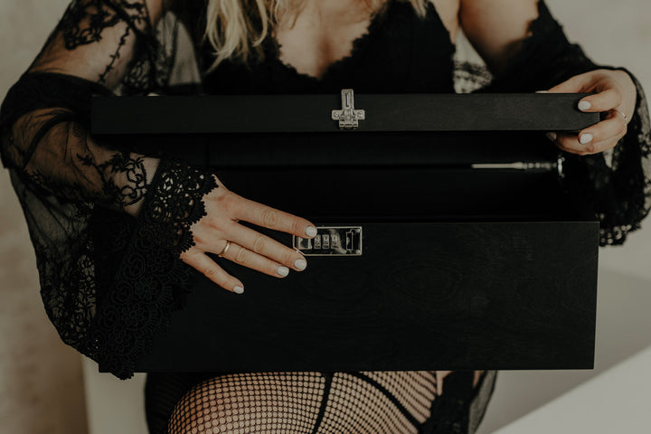 large storage box with lock and key