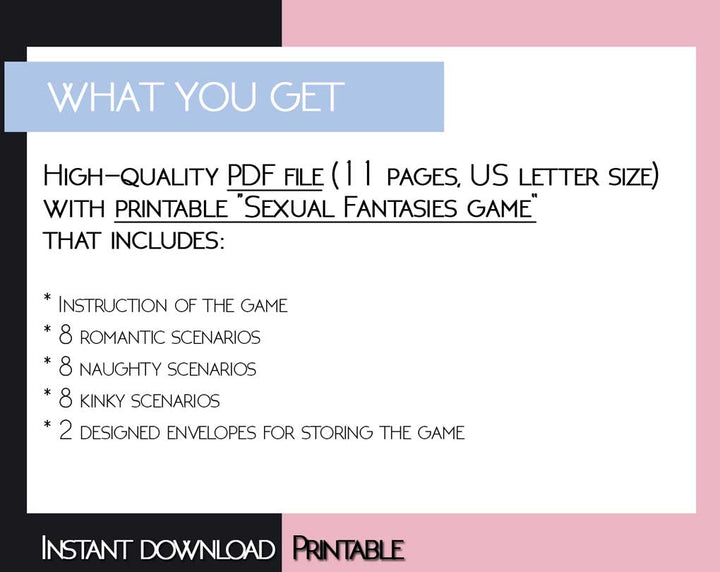 Printable fantasy scenarios game