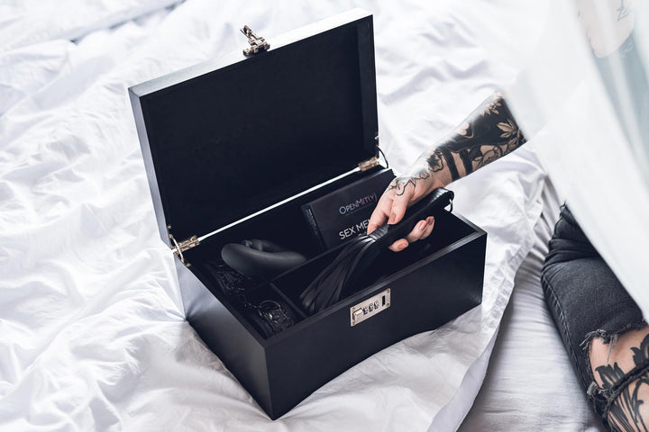 Lockable wooden sex toy box
