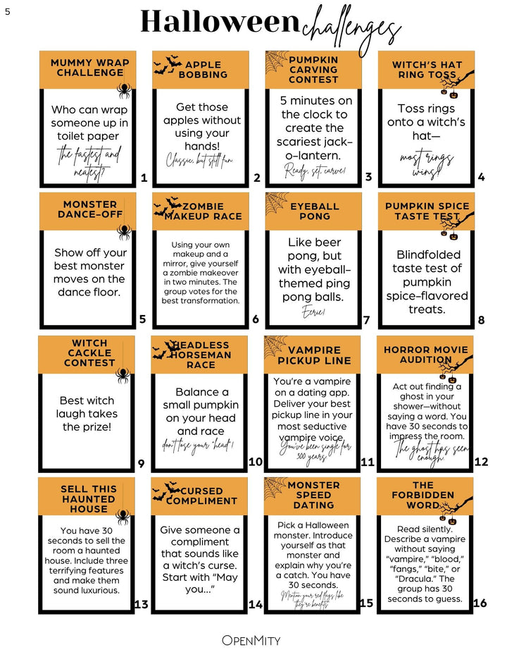 Halloween drinking game spicy printable