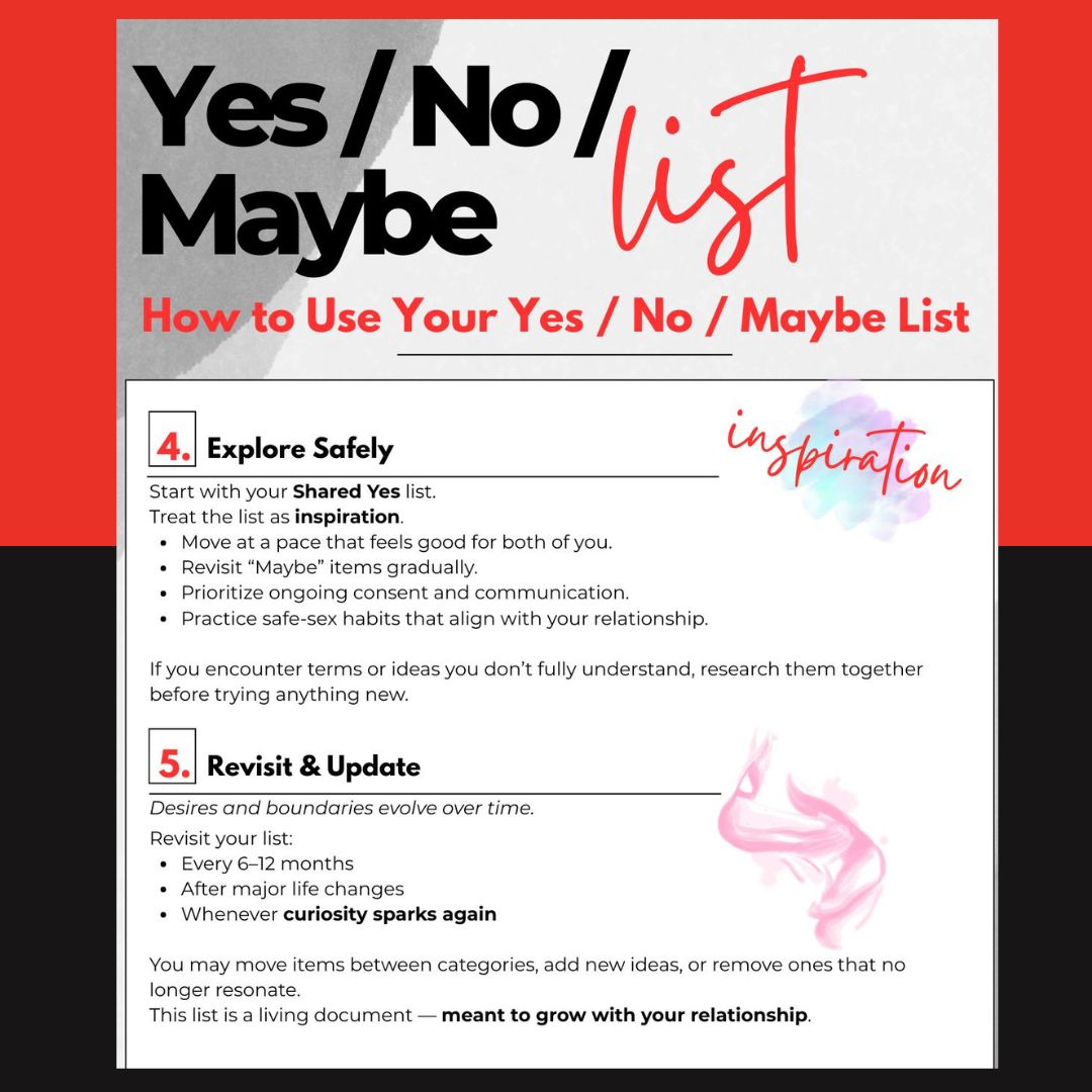 Yes No Maybe list rules OpenMityRomance